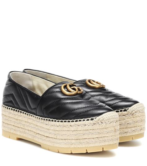 gucci leather espadrille|gucci women's leather platform espadrille.